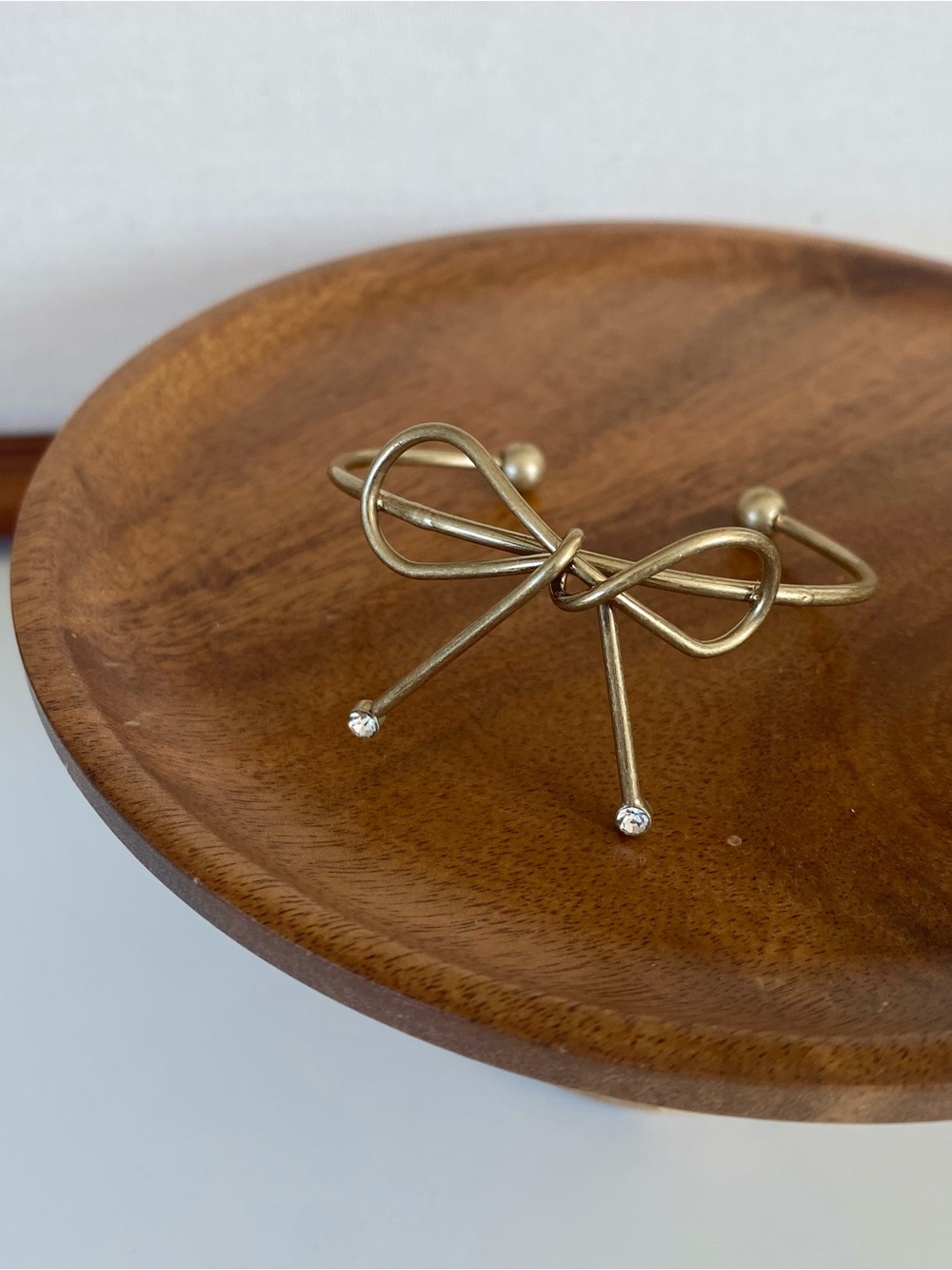 4/$15 Cute Gold Bow Open Cuff Bracelet with Crystal
